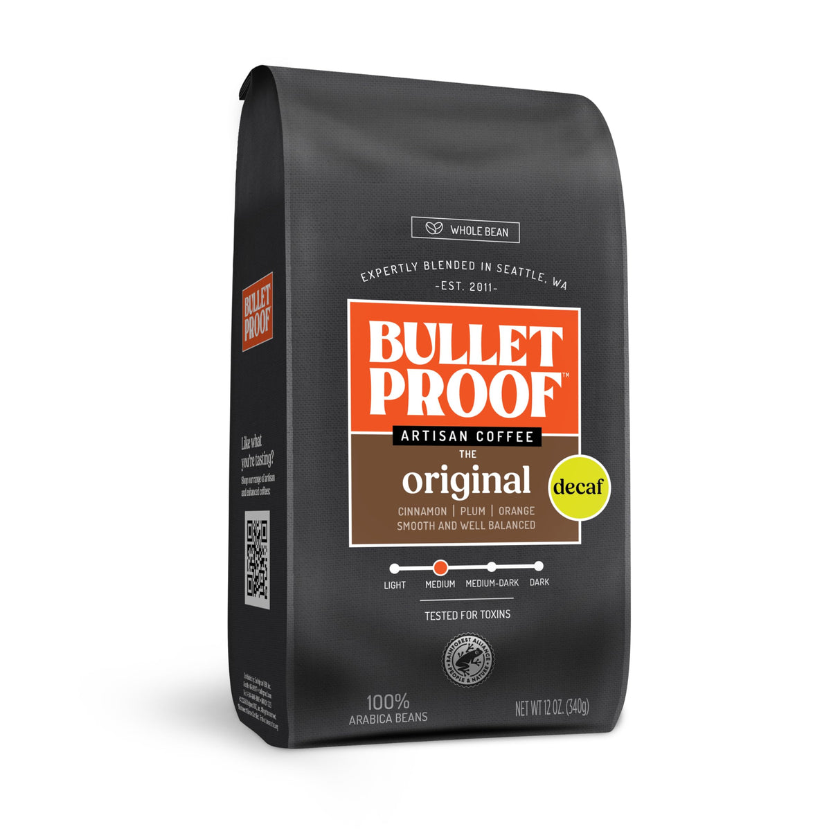 Bulletproof Original Medium Roast Whole Bean Coffee, 12 Ounces, Clean Coffee Tested for Toxins