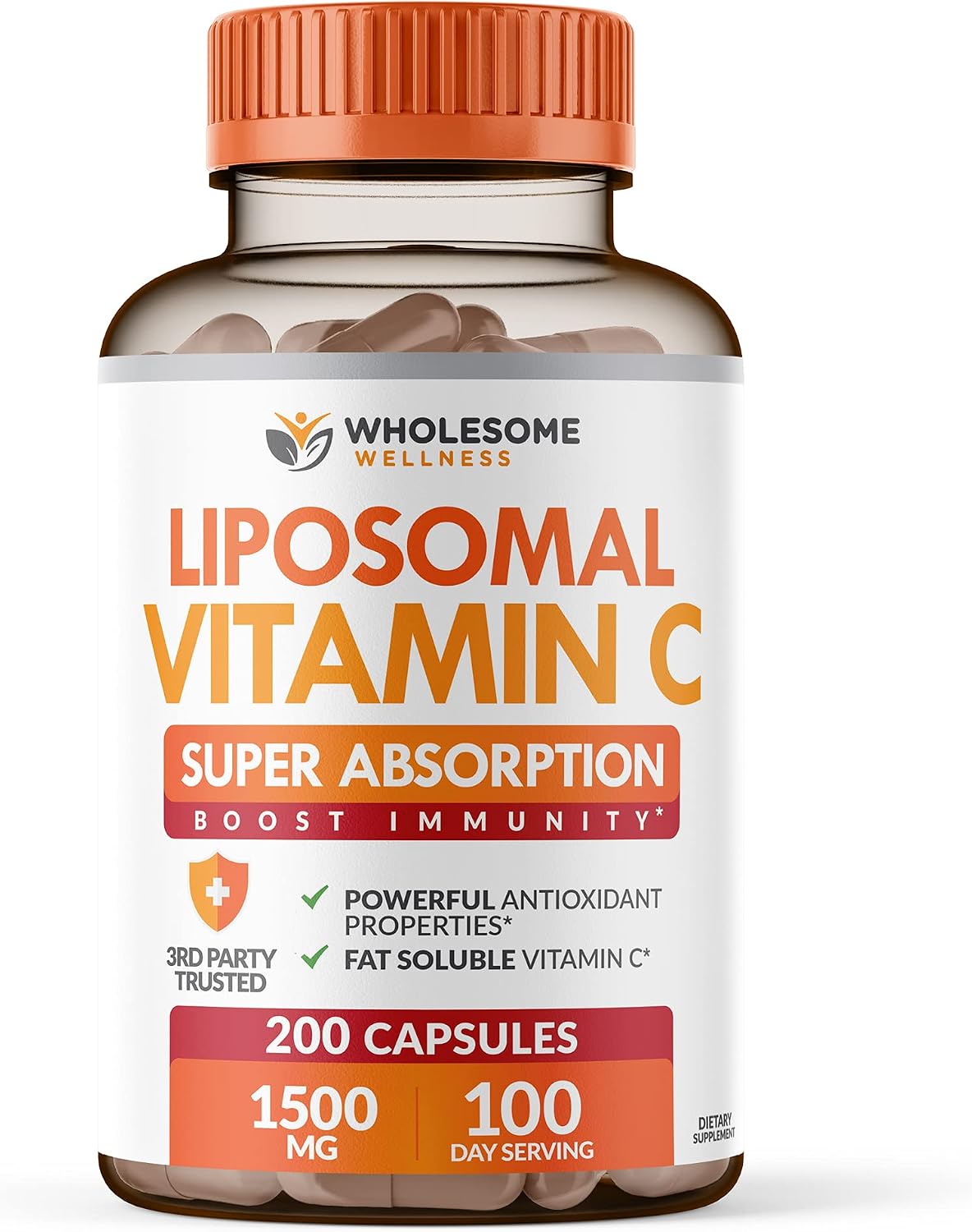 Wholesome Wellness Liposomal Vitamin C Capsules (200 Pills 1500mg Buffered) High Absorption + Food Multivitamin for Men - Natural Multi Vitamins, Minerals, Organic Extracts Bundle