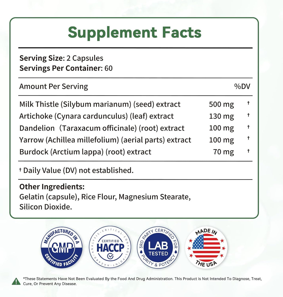 Liver Health Support Supplement, 5 Natural Herbal Blend for Daily Liver Care, 120 Capsules