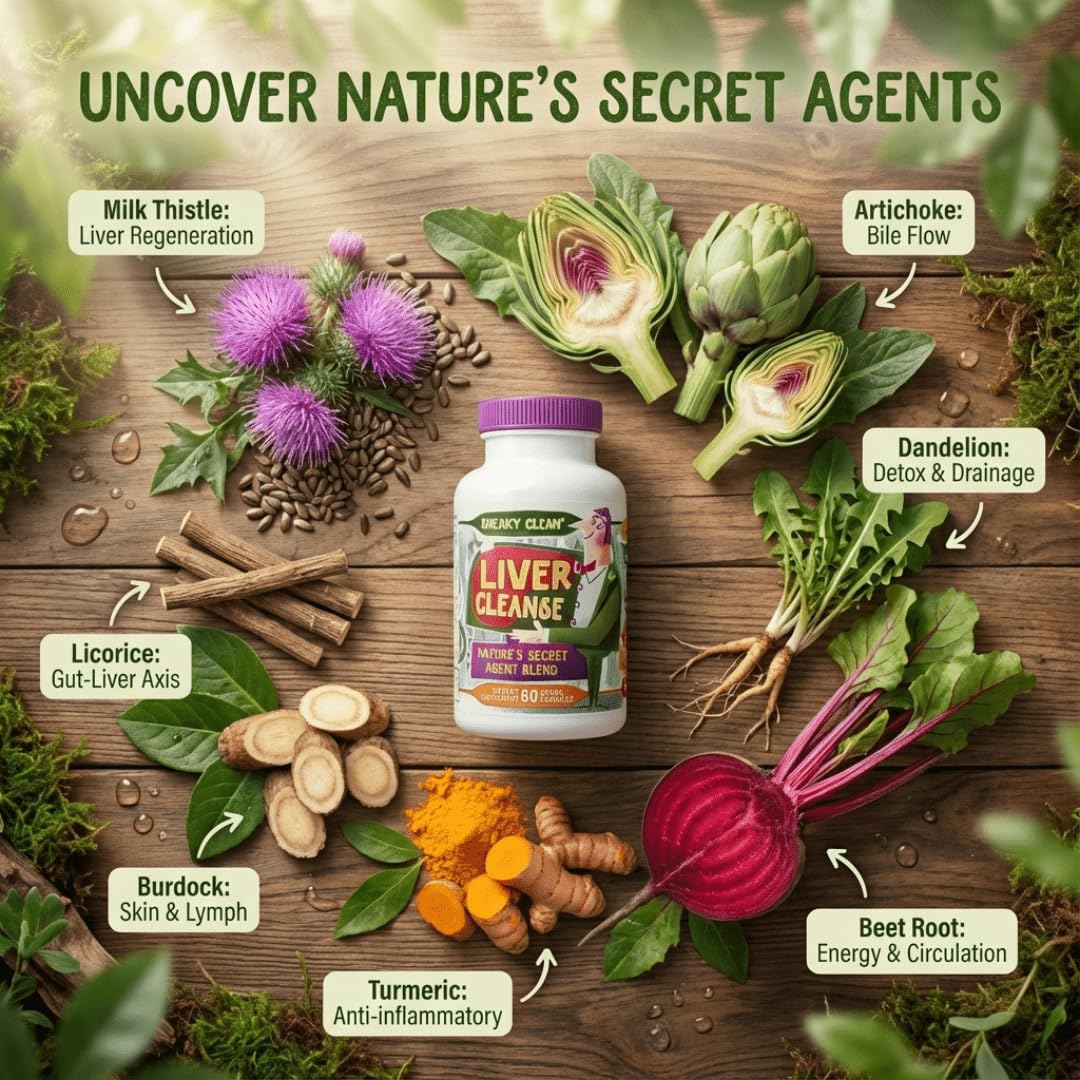 Hippie Farms Liver Cleanse Support Supplement w Organic Milk Thistle - Nature's Secret Agent Blend - 60 Vegan Capsules
