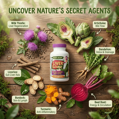 Hippie Farms Liver Cleanse Support Supplement w Organic Milk Thistle - Nature's Secret Agent Blend - 60 Vegan Capsules