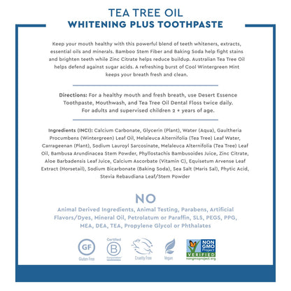 Desert Essence Tea Tree Oil Whitening Plus Toothpaste, 6.25 oz