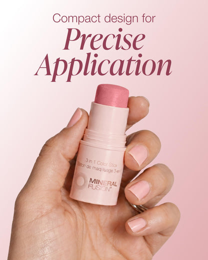 Mineral Fusion 3-in-1 Color Stick - Hydrating Cream Blush Tint for Cheek, Lip and Eye - Natural Multi Use Makeup (Rosette)