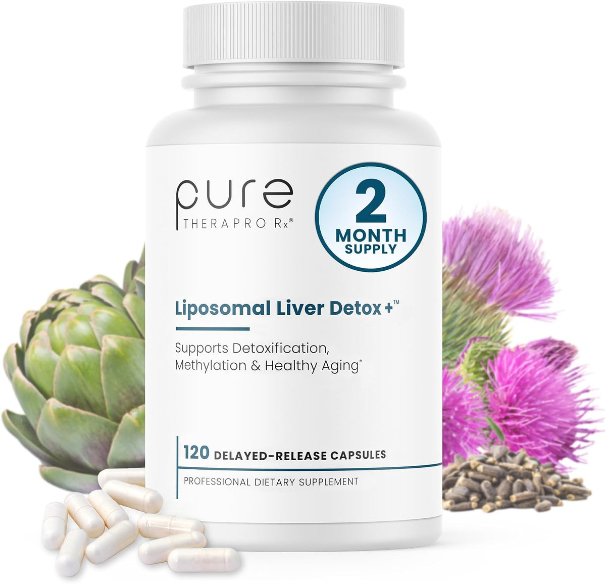 Pure Therapro Rx Liposomal Liver Detox + 120 Acid-Resistant VCaps | Soy-Free Liposomal Format Containing Methylation Nutrient Cofactors | Supports Liver Detox and Cleansing | Vegan