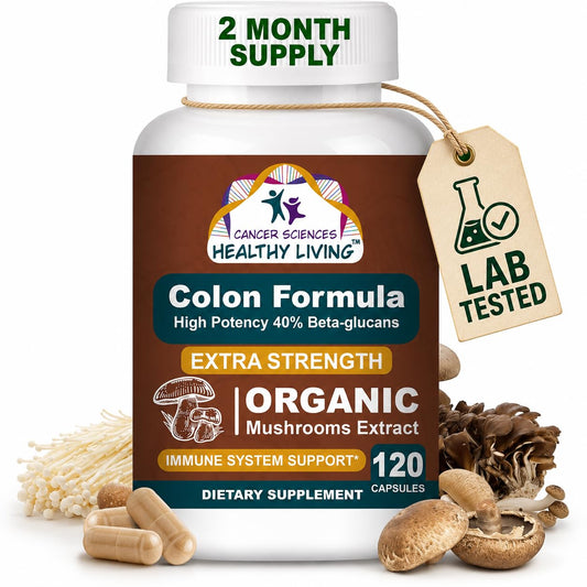 Colon Wellness Supplement, USDA Certified Organic Mushrooms Extract, Extra Strength 1,500 mg, High Potency 40% Beta-Glucans, Immune, Gut & Digestive, Colon Cleanse & Detox, 120 Caps