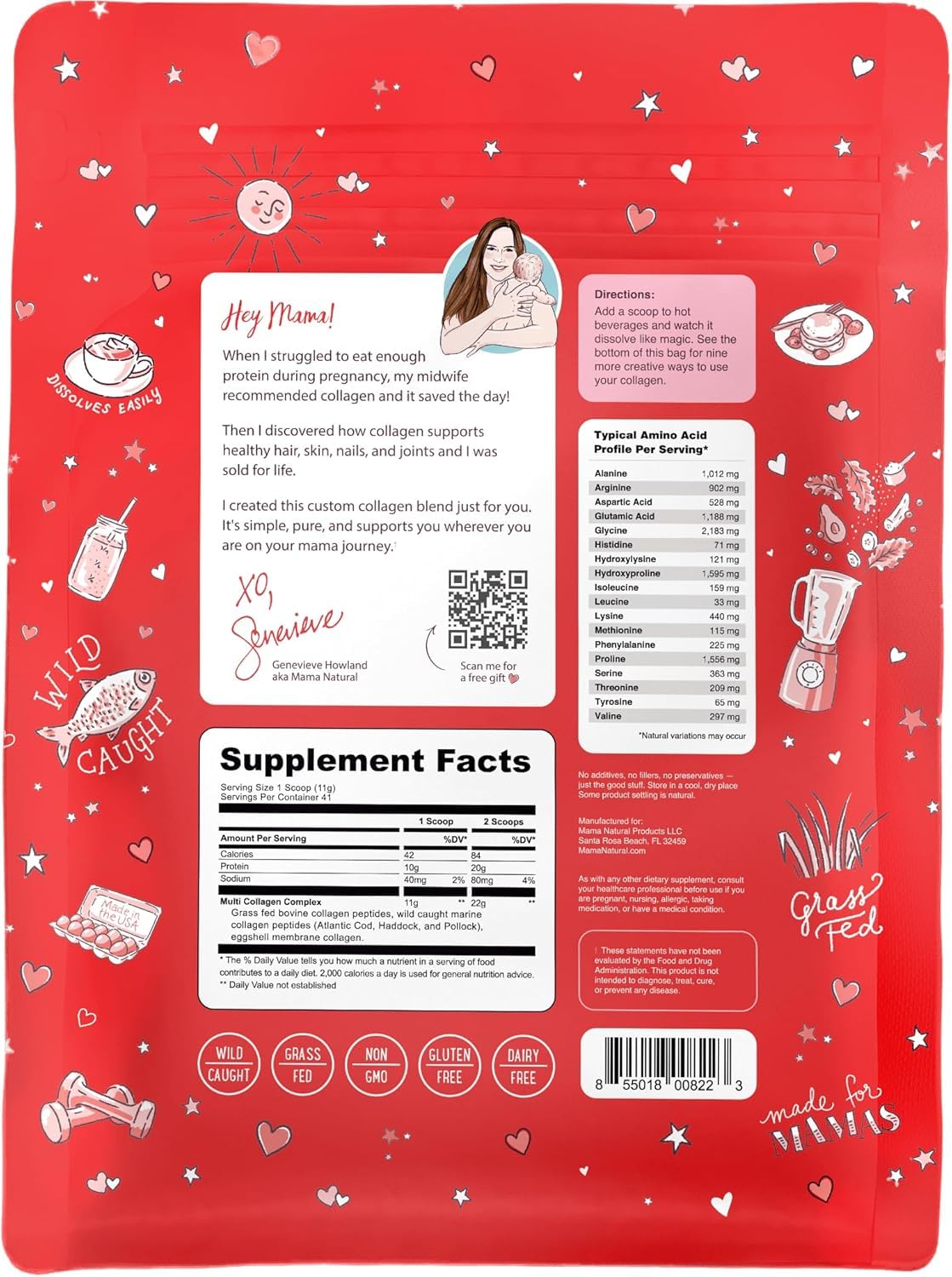 Multi Collagen Protein Powder Type I II III IV V X - Unflavored & Hydrolyzed 16Oz Pure Collagen Peptides Powder - Grass Fed Beef, Wild Fish Marine