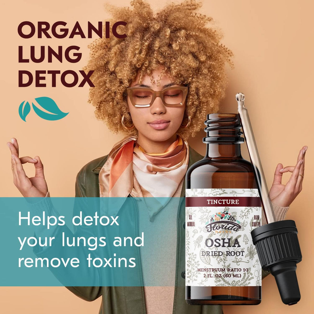 OSHA Root Liquid Extract for Respiratory Support, Organic OSHA Tincture Natural Lung Detox 2 Fl Oz