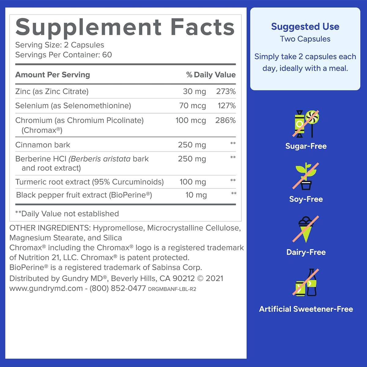Gundry MD® Metabolic Advanced Nutrient Blend with Berberine, 60 Servings | Supports Healthy Metabolism, Energy Boosting, Sugar & Artificial Sweetener Free, with Zinc & Chromium, 2 Capsules Daily