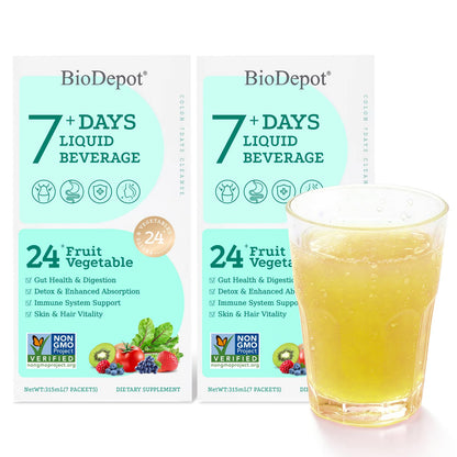 7 Day Gut Cleanse Liquid Detox Drink for Women & Men Colon Cleanse | 24 Fruit & Vegetable Blend for Gut Balance, Gentle Regularity and Daily Digestive Support, Convenient 7-Pack Beverage Cleanse