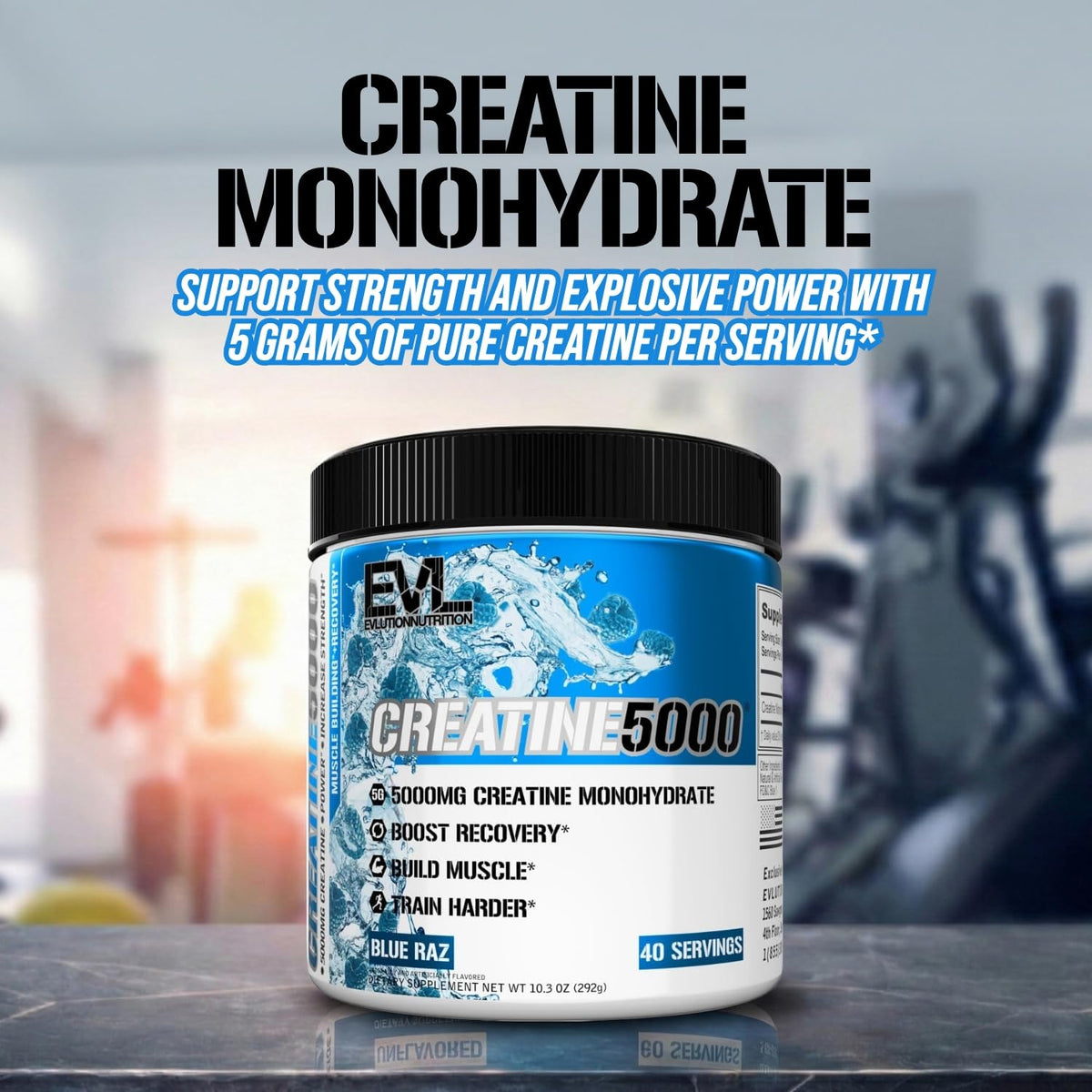 Evlution Nutrition Creatine 5000 - Supports Faster Recovery Lean Muscle Growth & Performance - Pre & Post Workout Powder - 5000mg Pure Creatine Monohydrate Per Serving - 60 Servings - Unflavored