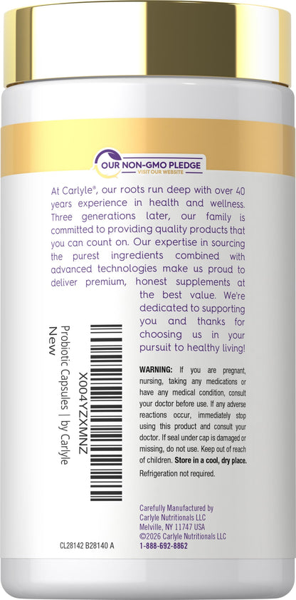 Carlyle Probiotic 100 Billion CFU | 120 Capsules | Delayed Release | 31 Probiotic Strains | with Prebiotic Fiber | Vegan, Non GMO, Gluten Free