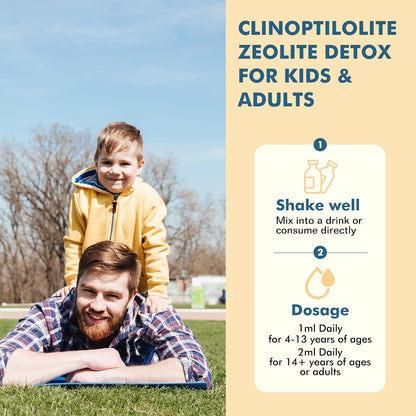 Zeolite Detox for Kids and Adults, Zeolite Clinoptilolite Liquid Drops with Chlorella, Magnesium, Zinc, Methy Vitamin B12 & D3, Gut Liver Detox Cleanse, Immunity, Pineapple Flavor 2 Fl Oz