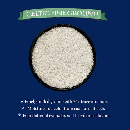 Celtic Sea Salt Fine Ground – Unrefined Mineral Salt, Sustainably Harvested, GMP Certified, Lab Tested – Baking, Cooking, Hydration,