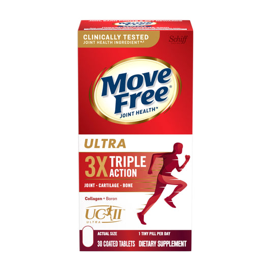 Move Free Ultra Triple Action Joint Support Supplement - Type II Collagen Boron & Hyaluronic Acid - Supports Joint Comfort, Cartiliage & Bones in 1 Tiny Pill Per Day, 30 Tablets (30 servings)* Move FreeBuy Supplements Australia
