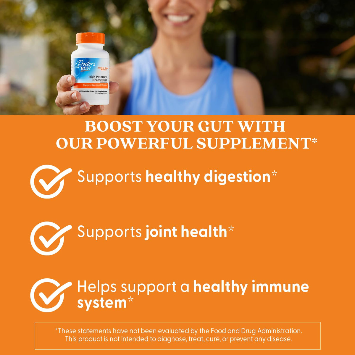 Doctor's Best 3000 GDU Bromelain Proteolytic Digestive Enzymes Supplements, Supports Healthy Digestion, Joint Health, Nutrient Absorption, 500 mg,Capsule, 90 Count(Pack of 1)
