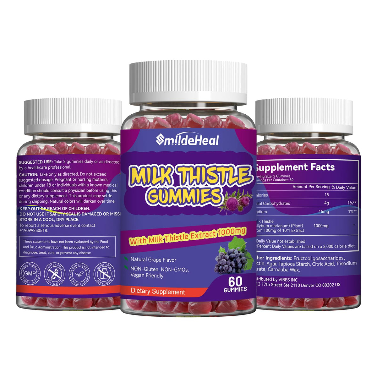 Milk Thistle Gummies 1000mg, Liver Detox, Antioxidant Support,60 Count | Milk Thistle Gummies, Milk Thistle Extract 1000mg, Liver Detox, Antioxidant Support, Milk Thistle Supplement, 60 Count