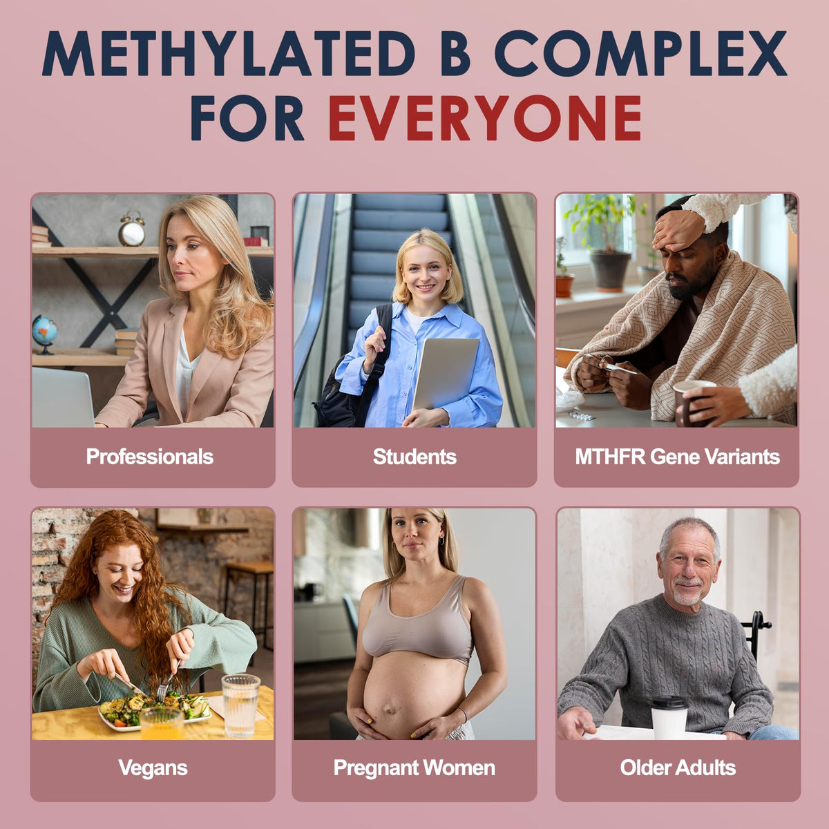 Migcopat 17-in-1 Methylated B Complex, 258,150 mcg Multivitamins, B12 Methylcobalamin, Methylfolate,Vitamin C, Vitamin D3 K2, CoQ10, Biotin, TMG, Methylated Multivitamin for Energy, Brain-120 Capsules