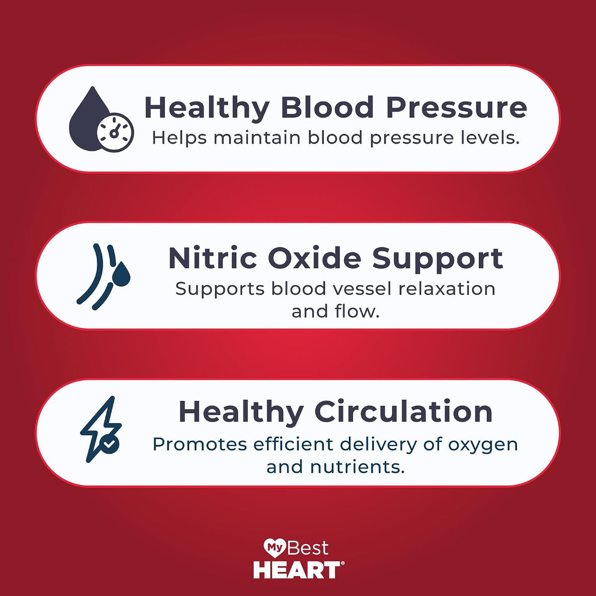 MyBestHeart Blood Pressure Support Supplement for Men & Women - 90 Capsules