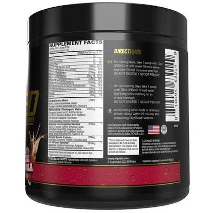 EHP Labs OxyShred Hardcore Super Dosed Pre Workout Powder - Preworkout Powder with L Glutamine & Acetyl L Carnitine, Energy Boost Drink - 275mg of Caffeine - Watermelon Candy, 40 Servings