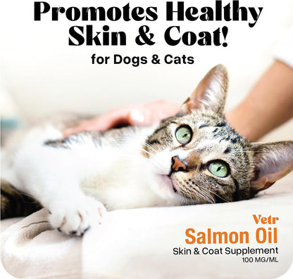 Vetr Norwegian Salmon Oil for Dogs & Cats, 16.9 oz Squeeze Bottle - Pure Wild-Caught Omega-3 Fish Oil Liquid Supplement - Supports Healthy Skin & Shiny Coat