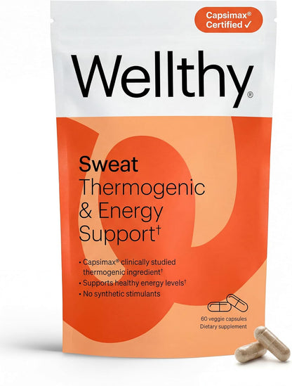 Wellthy Daily Thermogenic Capsimax, Green Tea & L-Carnitine Belly Thermogenic for Women Natural Weight Loss, Craving Control & Energy Support, 60 Count Capsules