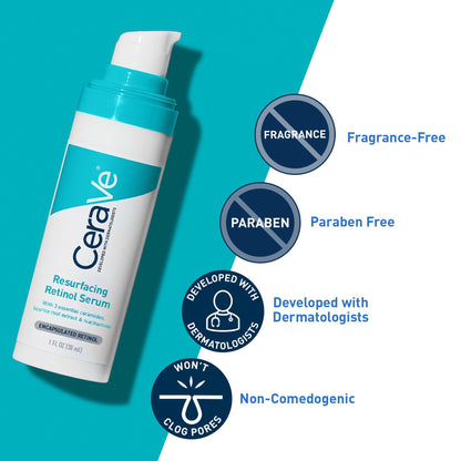 CeraVe Resurfacing Retinol Serum For Post Acne Marks, Formulated With Licorice Root Extract & Niacinamide, Brightening Serum & Pore Minimizer For Face,