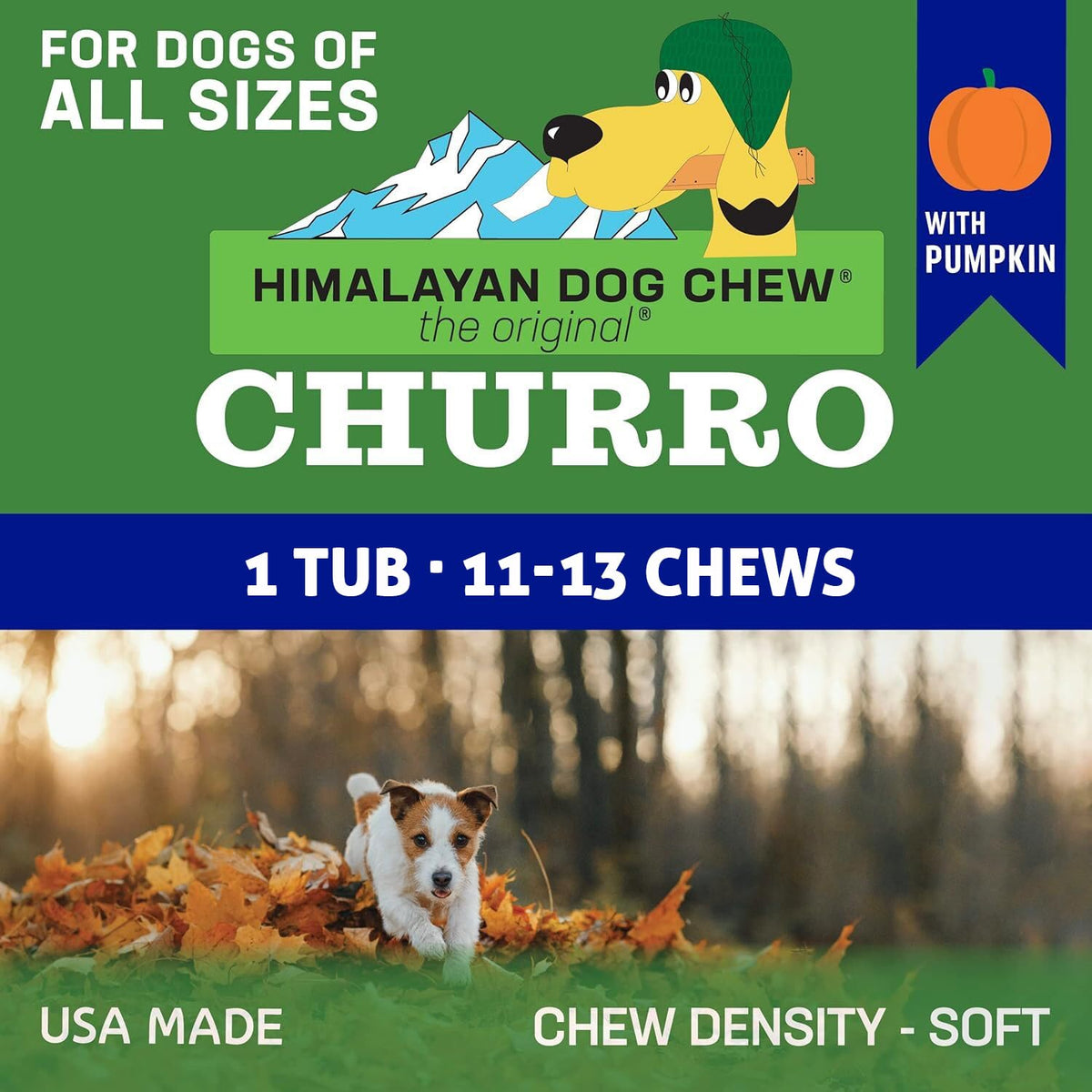 Himalayan Dog Chew Churro, Soft Yak Cheese Treat, Peanut Butter, 4 Sticks | 100% Natural, Soft Density Dental Support, Gluten Free, Healthy Safe Dog Treats for All Breeds and Ages, Lactose & Grain Free