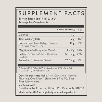 Clear Protein Powder, 15g Collagen & Whey with Electrolytes, 14 Packets
