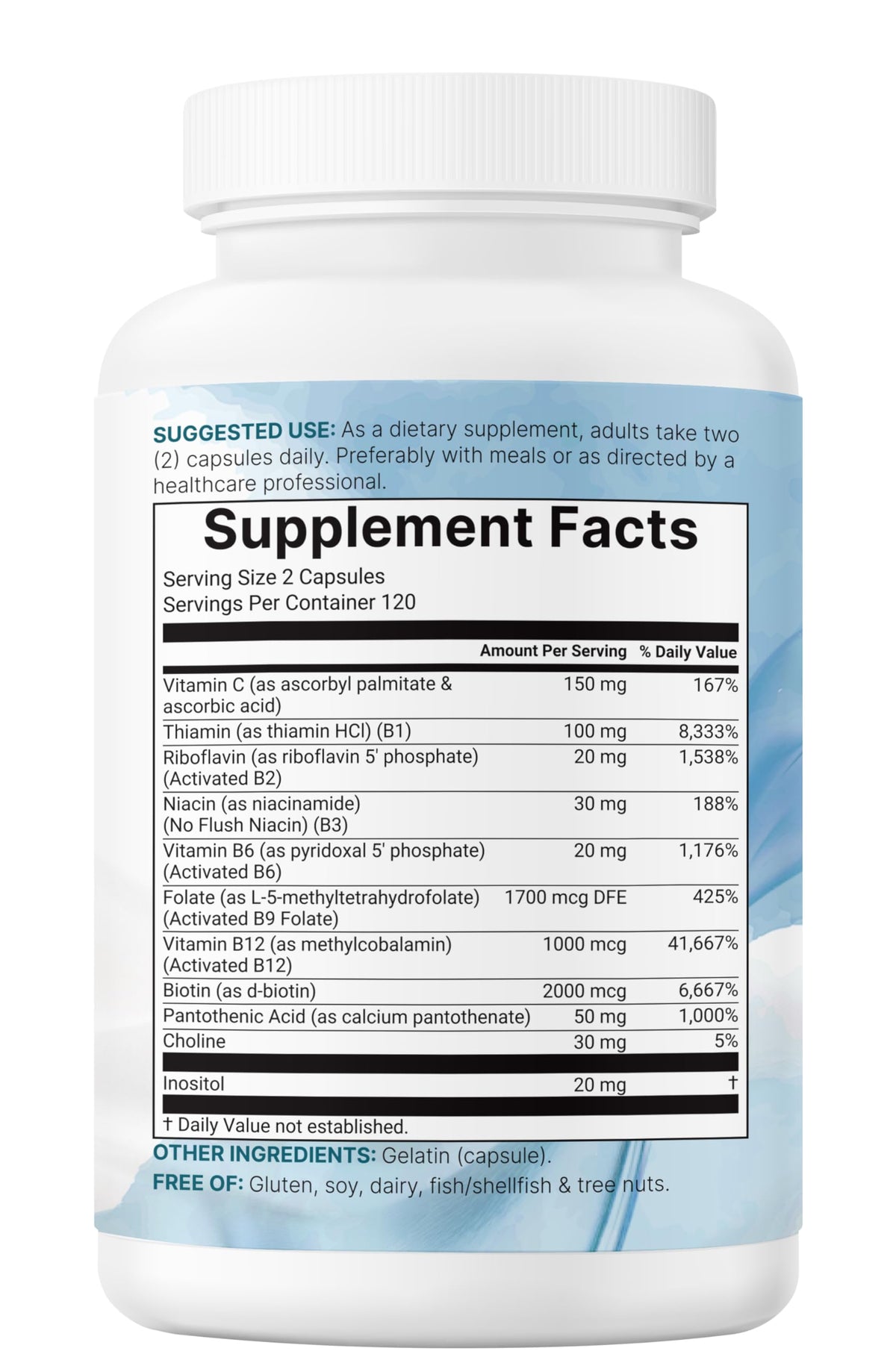 Micro Ingredients Pure Methylated B Complex Vitamins, 240 Capsules | 11-in-1 with Methylfolate, Methylcobalamin B12 & P5P + Fat-Soluble Vitamin C, Choline & Inositol. Filler Free, Non-GMO.