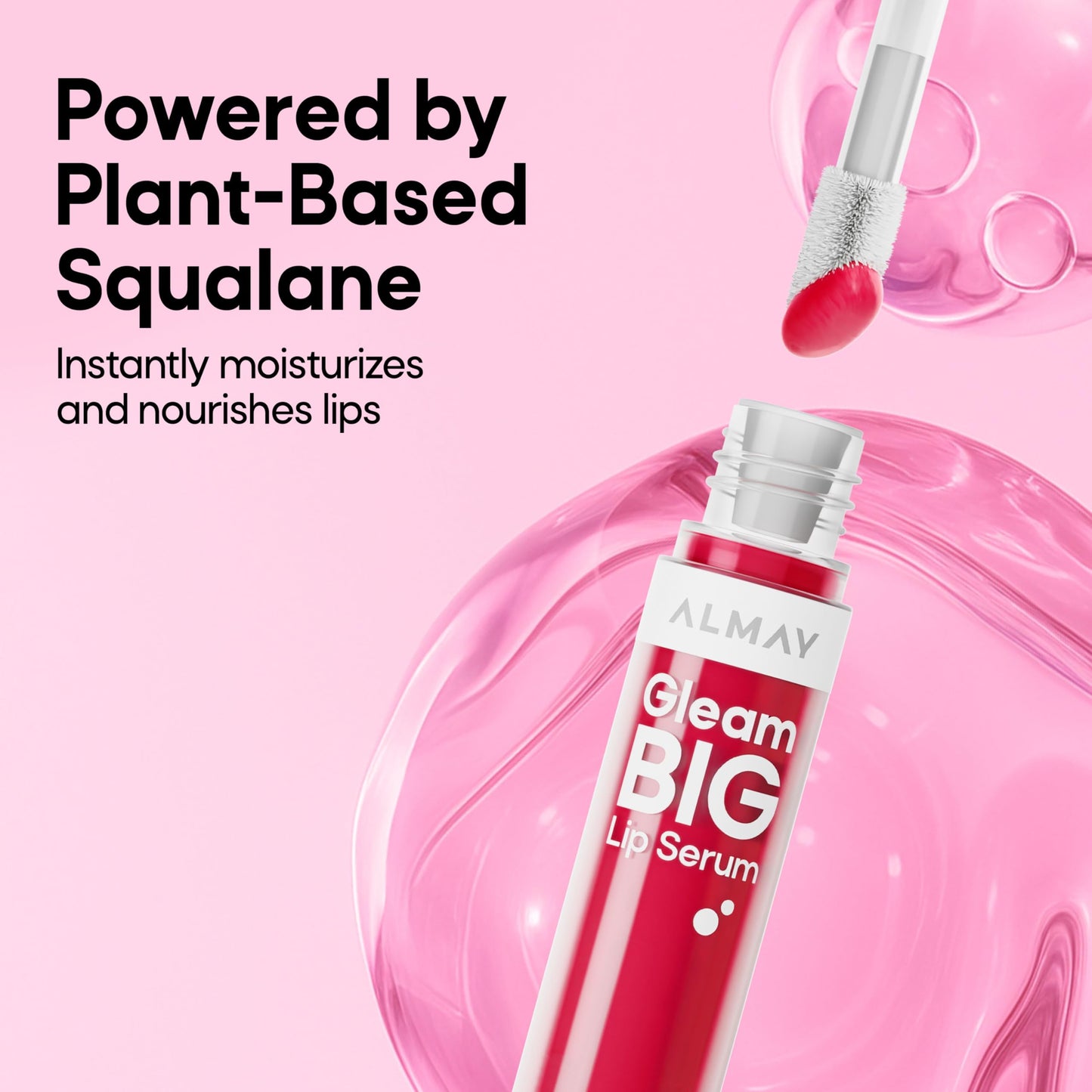Almay Gleam Big™ Lip Serum, Hydrating and Moisturizing, Hypoallergenic Lip Gloss, Non-Sticky, 100 Positively Pink, 0.13 fl oz