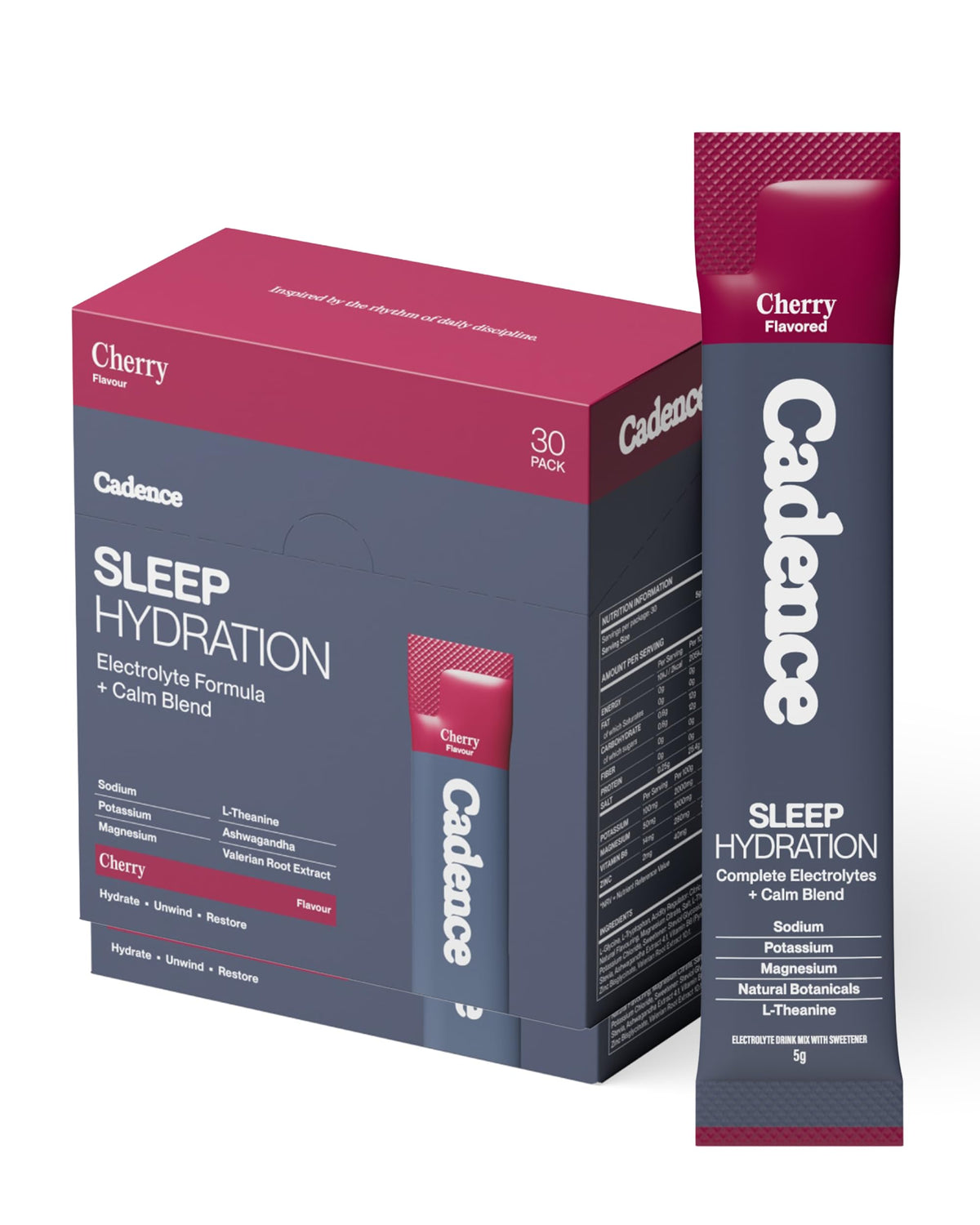 Cadence Sachets Core Melonberry - Carton (5g x 30) Science-Backed Hydration | Electrolyte Formula + Caffeine | Vegan, Keto & Paleo Friendly | Sodium, Potassium & Magnesium for Performance & Recovery