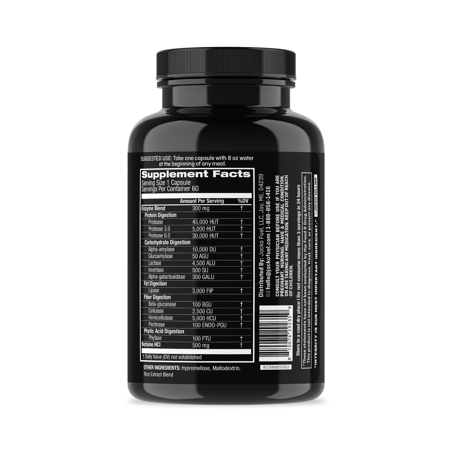 Jocko Fuel Digestive Enzymes - Full Spectrum Support, Nutrient Absorption, Gut Health Support, Digestion Aid - 60 Capsules