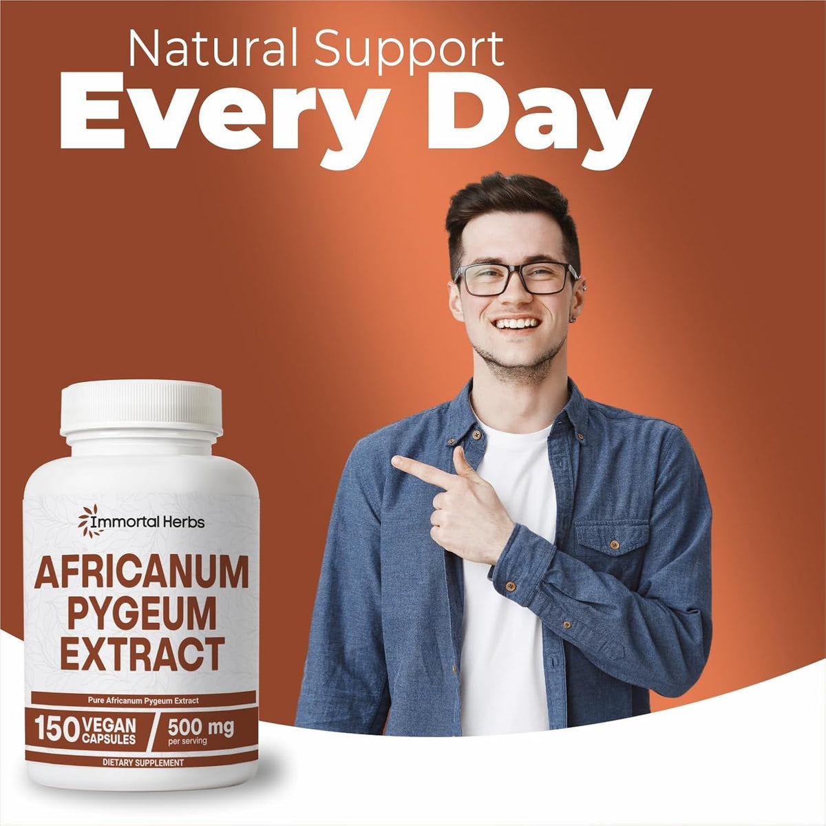 Africanum Pygeum 500mg, 25:1 Extract, 150 Pills, Extra Strength Pygeum Supplement for Men and Women, Non-GMO and Gluten-Free Bark Extract Capsules, 5 Months Supply