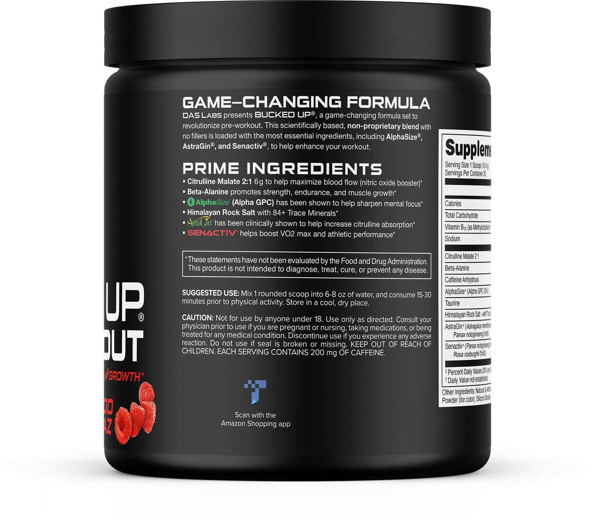 Bucked Up Pre Workout - Best Tasting - 6 Grams Citrulline, 2 Grams Beta Alanine Non Proprietary Blend, Powder (Strawberry Kiwi)