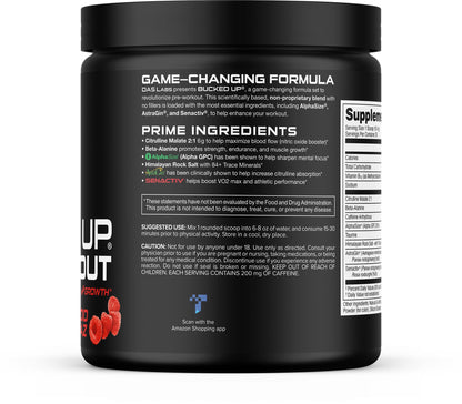 Bucked Up Pre Workout - Best Tasting - 6 Grams Citrulline, 2 Grams Beta Alanine Non Proprietary Blend, Powder (Strawberry Kiwi)