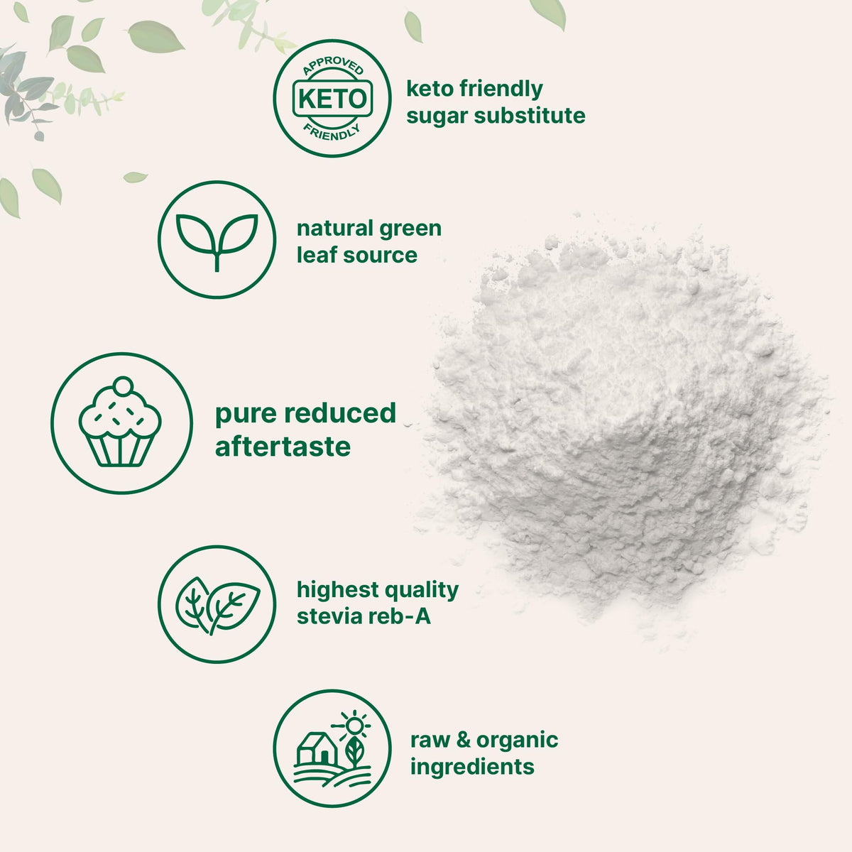 Micro Ingredients Pure Organic Stevia Powder, 8 Ounces, 1418 Serving, Highest Grade Green Leaf Extract Reb-A, Reduced Bitter Aftertaste, 0 Calorie, Natural Sweetener, Sugar Alternative, Keto Friendly
