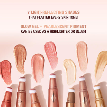 Charlotte Tilbury Glowgasm Beauty Light Wand Liquid Highlighter Makeup - Soft-Focus Pink Highlighter & Blush for Cheeks - Pearlescent