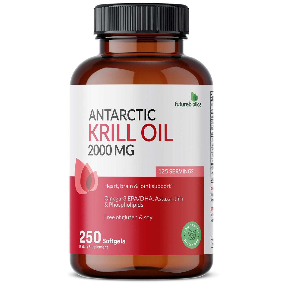 Futurebiotics Antarctic Krill Oil 2000mg with Astaxanthin, Omega-3s EPA, DHA and Phospholipids - 100% Pure Premium Krill Oil Heavy Metal Tested, Non GMO – 120 Softgels