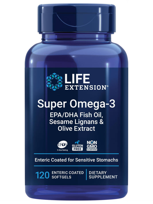 Life Extension Super Omega-3 EPA/DHA Fish Oil, Sesame Lignans & Olive Extract – Heart Health, Brain Health, Inflammation Health Support, Gluten-Free, Enteric-Coated, Non-GMO, 120 Softgels Life ExtensionBuy Supplements Australia