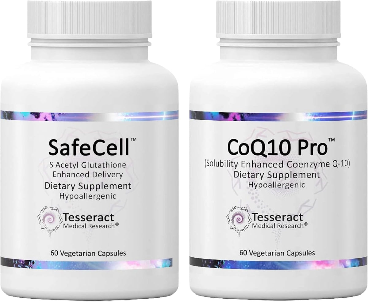 Tesseract Medical Research Master Antioxidant and Vitality Bundle, Glutathione Supplement for Neurological Support and Muscle Health, Hypoallergenic Formula