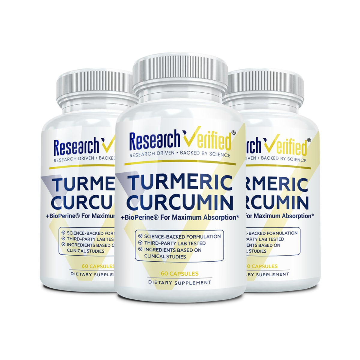 Research Verified Turmeric Curcumin Supplement with Black Pepper (BioPerine) - High Potency Curcumin - Antioxidant, Joints & Daily Wellness - 60 Vegan Turmeric Capsules - Made in USA - 1 Month Supply