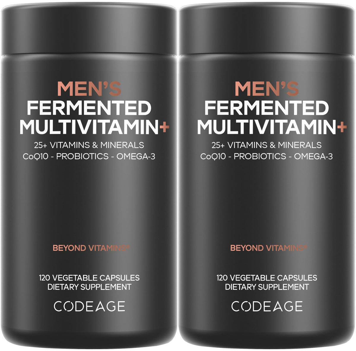 Codeage Men’s Daily Multivitamin – 25+ Essential Vitamins & Minerals, Organic Whole Foods, Probiotics, Omega-3, Zinc, Vitamins A, B, C, D, E & K – 120 Capsules