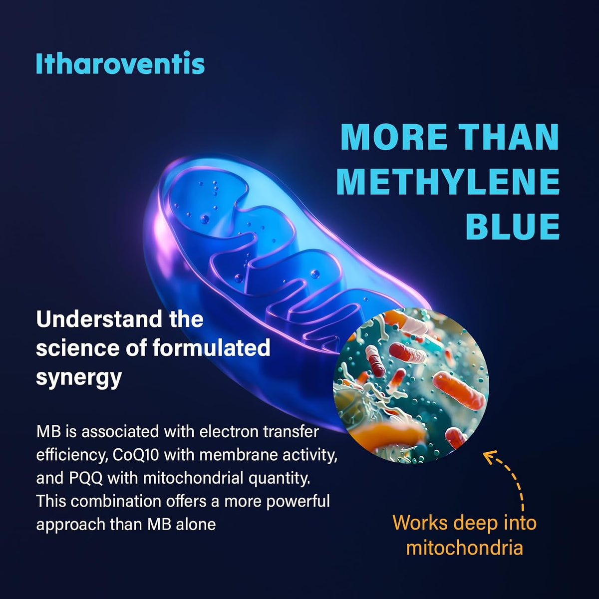 Itharoventis Methylene Blue Capsules with CoQ10, NAC & PQQ, 60 Count | USP-grade methylene blue with glycine and vitamin C; capsule format, formaldehyde-free formula