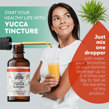 Yucca Tincture, Organic Yucca Extract (Yucca Glauca) Dried Root Herbal Supplement, Non-GMO in Cold-Pressed Organic Vegetable Glycerin, 700 mg, 2 oz (60 ml)