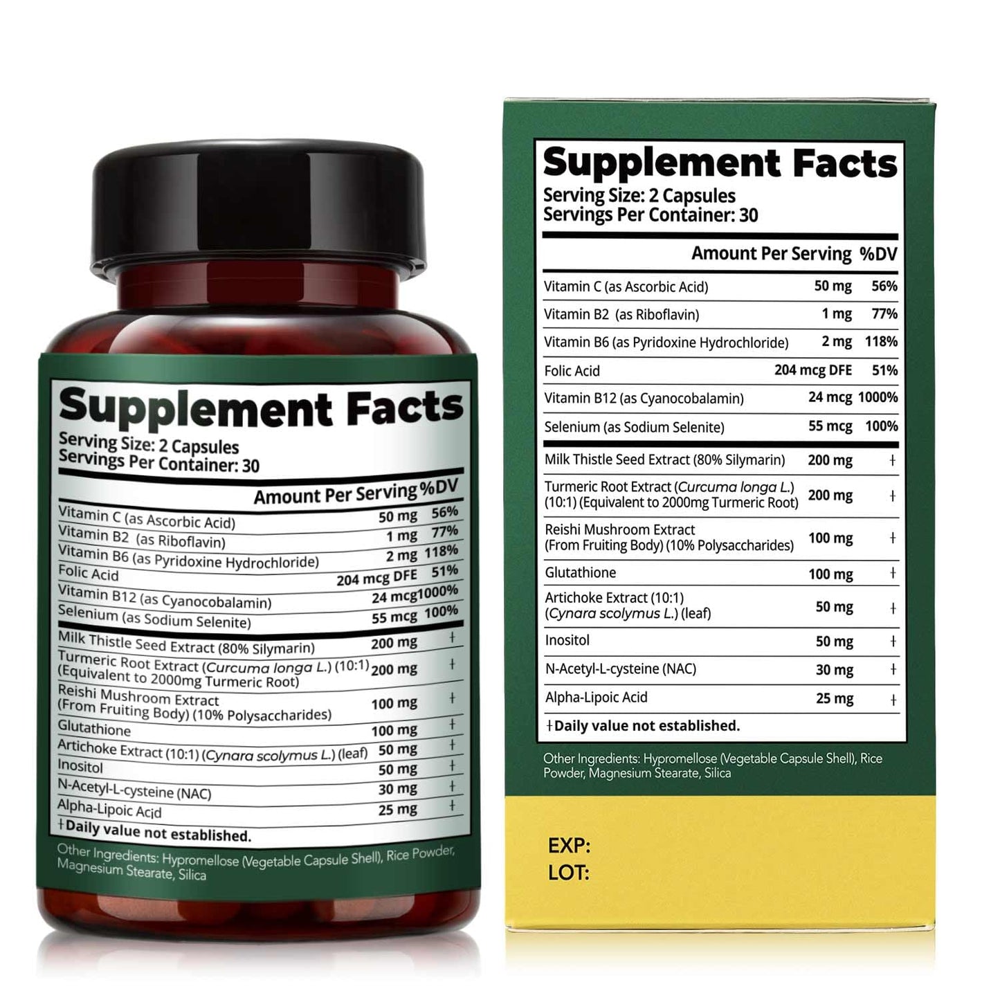 HojaSana Milk Thistle Liver Support - 80% Silymarin, 15-in-1 Formula with Glutathione, NAC, Turmeric, Artichoke and Reishi - Antioxidant, Metabolism
