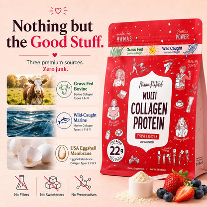 Multi Collagen Protein Powder Type I II III IV V X - Unflavored & Hydrolyzed 16Oz Pure Collagen Peptides Powder - Grass Fed Beef, Wild Fish Marine
