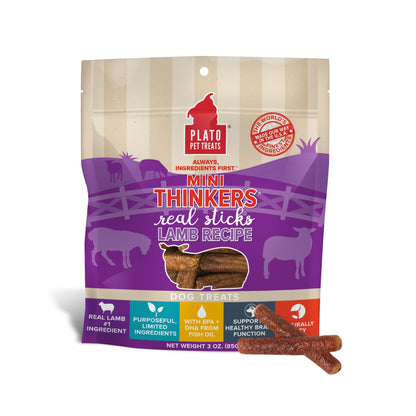 Plato Meat Sticks Salmon Dog Treats, Air-Dried High-Protein Soft Chews with Omega Fish Oil (EPA & DHA), 10 oz