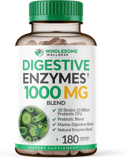 Wholesome Wellness Dr. Formulated Raw Probiotics for Women 100 Billion CFUs + Digestive Enzymes 1000MG Plus Prebiotics & Probiotics Supplement Bundle