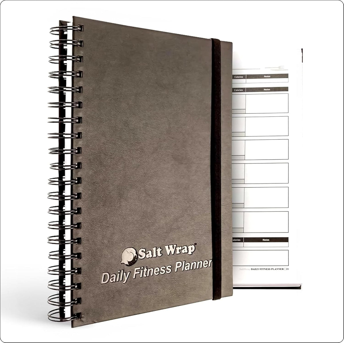 Daily Fitness Journal, Workout Planner & Food Log Book 7x10 Inches | Premium Faux Leather Cover, Weekly Check-Ins for Energy, Joint Health and Mindset Alongside Training and Nutrition Goals