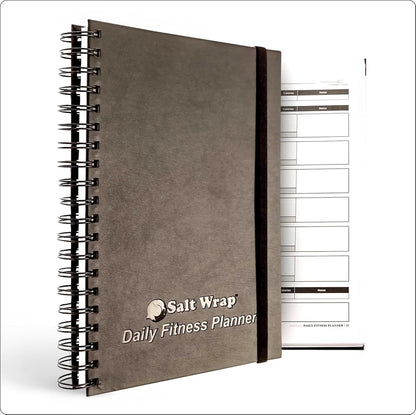 Daily Fitness Journal, Workout Planner & Food Log Book 7x10 Inches | Premium Faux Leather Cover, Weekly Check-Ins for Energy, Joint Health and Mindset Alongside Training and Nutrition Goals